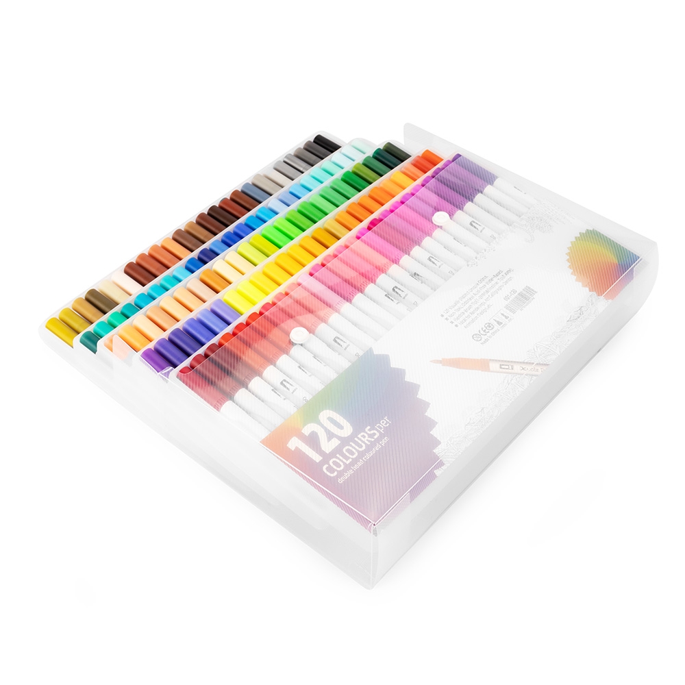 Kit Canetinhas Ponta Dupla Com 120 Cores 8332 120 Col Col